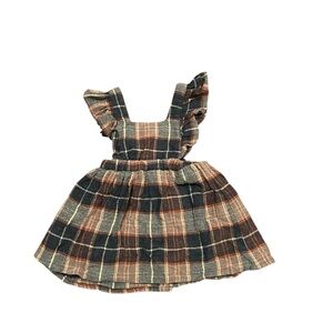 Zara Plaid Ruffle Strap Dress Wooden Buttons 12-28 months